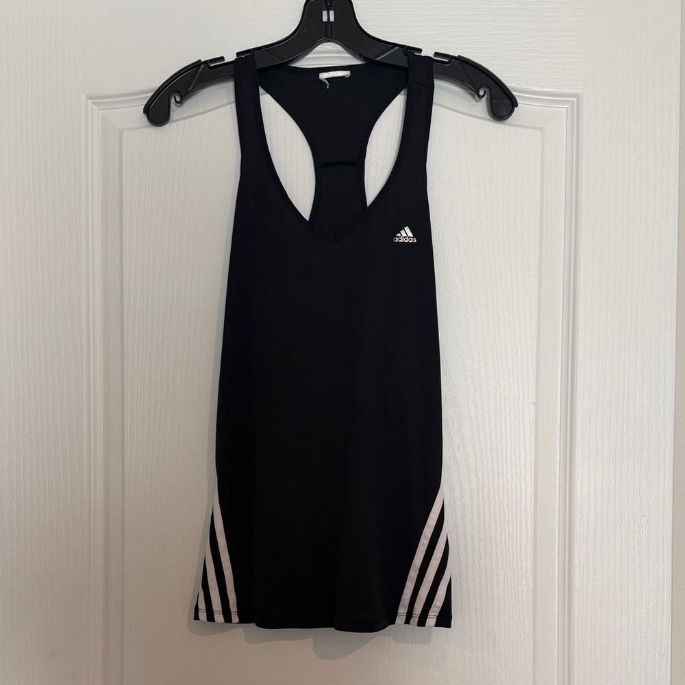 Adidas Black Racerback Tank with White Accents